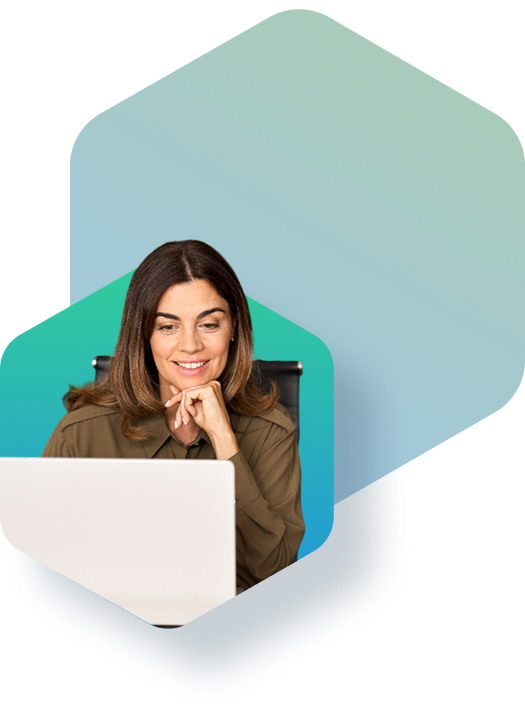 a saas executive smiling while reading about benefits of microsoft marketplace with stactize